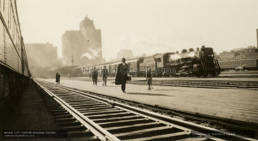 Postcard: North Station, Boston, Massachusetts with Boston & Maine Railroad #3674